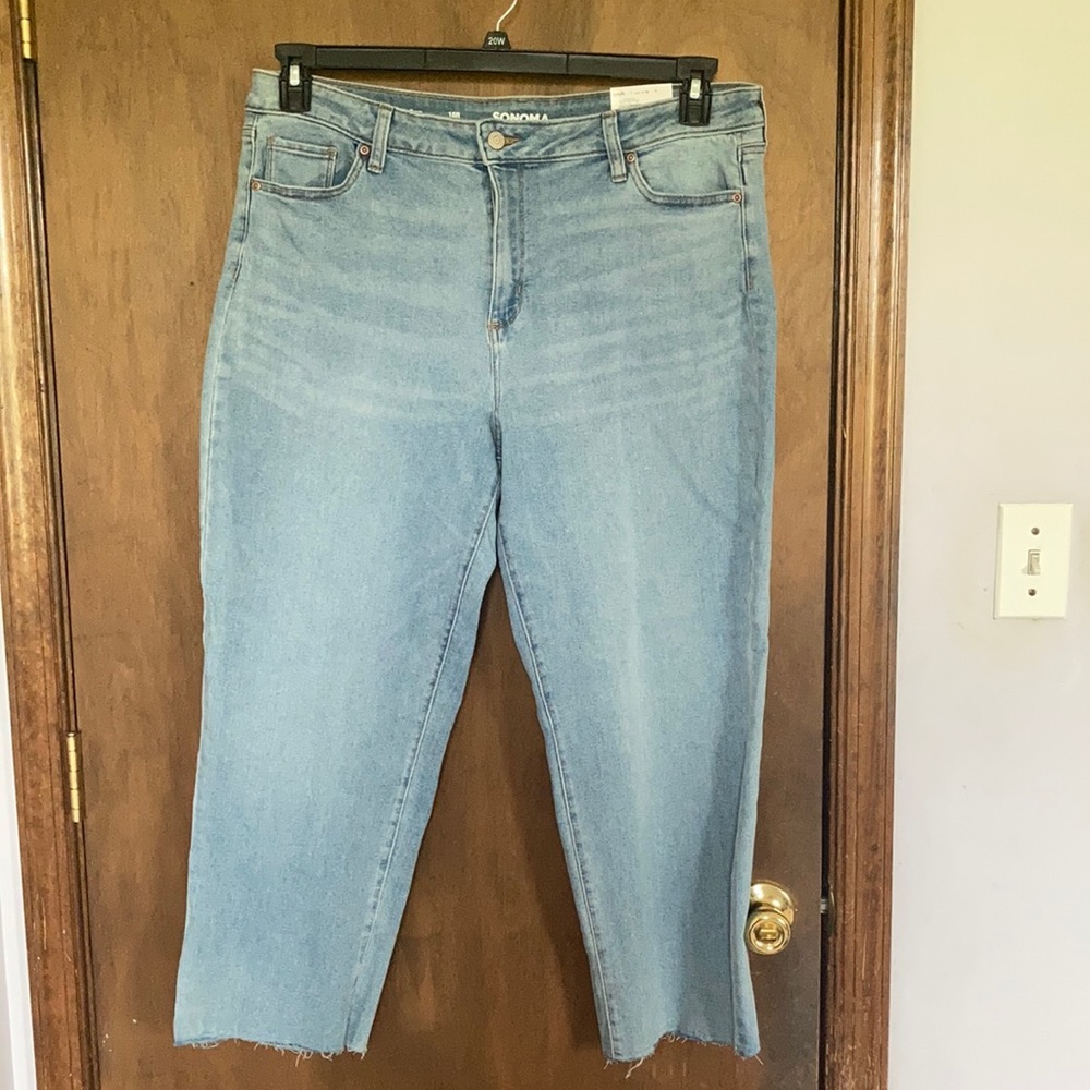 Sonoma straight crop jean raw hem high rise straight crop jean size 18R